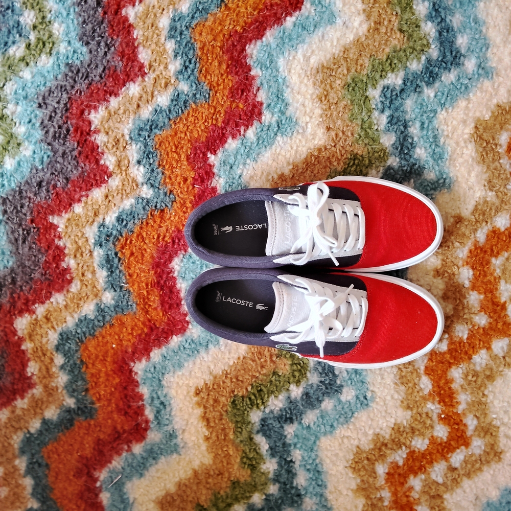 Lacoste Red and Blue Sneakers Vibrant Low-Top Design
